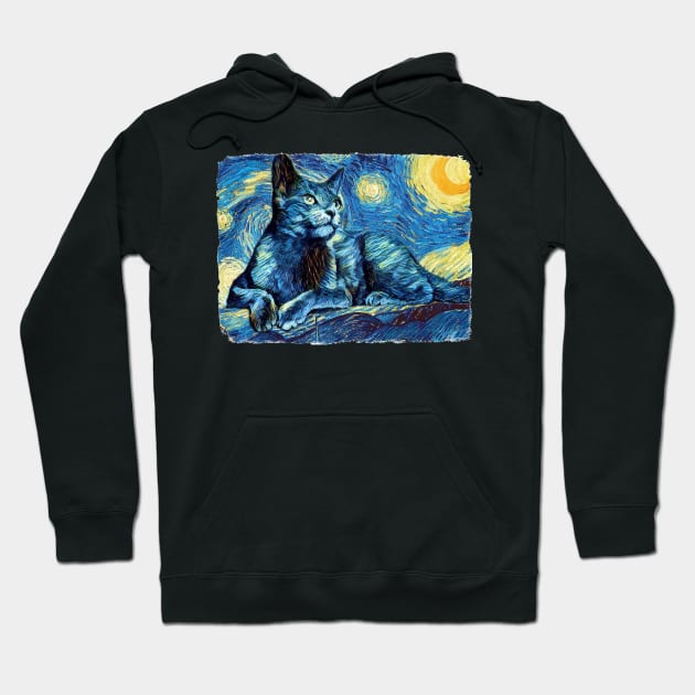 Cat Van Gogh Style Hoodie by todos